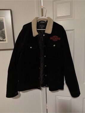Harley-Davidson Men’s Black Corduroy Sherpa Collar Trucker Jacket XL